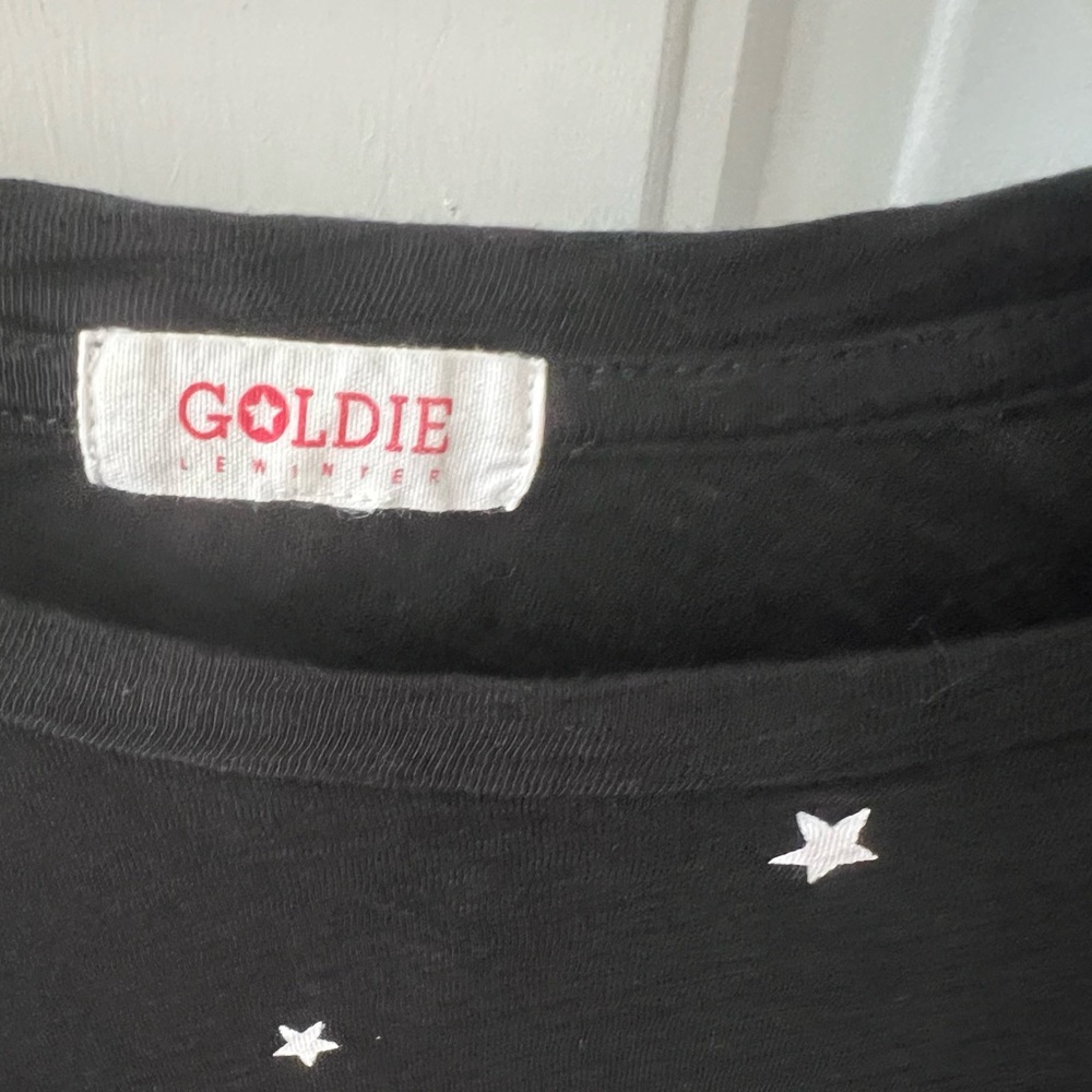 Goldie Black Tee with White Star Motif